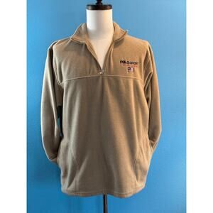 Made in the USA POLO Sport Ralph Lauren Pullover Fleece Jacket Beige Pockets LRG